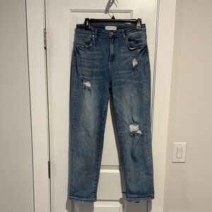 Risen Distressed Boyfriend Blue Jeans